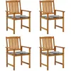 Image de Chaises De Jardin Avec Coussins Lot De 4 Bois D'acacia Massif Vidaxl