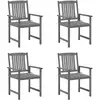 Image de Chaises De Jardin Et Coussins Lot De 4 Gris Bois Acacia Massif Vidaxl