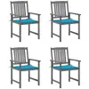 Image de Chaises De Jardin Et Coussins Lot De 4 Gris Bois Acacia Massif Vidaxl