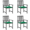 Image de Chaises De Jardin Et Coussins Lot De 4 Gris Bois Acacia Massif Vidaxl