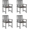 Image de Chaises De Jardin Et Coussins Lot De 4 Gris Bois Acacia Massif Vidaxl