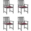 Image de Chaises De Jardin Et Coussins Lot De 4 Gris Bois Acacia Massif Vidaxl