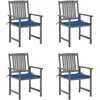 Image de Chaises De Jardin Et Coussins Lot De 4 Gris Bois Acacia Massif Vidaxl