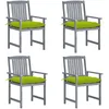 Image de Chaises De Jardin Et Coussins Lot De 4 Gris Bois Acacia Massif Vidaxl