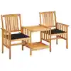 Image de Chaises De Jardin Avec Table À Thé Et Coussins Acacia Solide Vidaxl