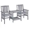 Image de Vidaxl chaises de jardin avec table à thé et coussins acacia solide
