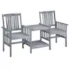 Image de Vidaxl chaises de jardin avec table à thé et coussins acacia solide