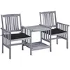 Image de Chaises De Jardin Avec Table À Thé Et Coussins Acacia Solide Vidaxl