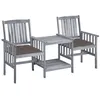 Image de vidaXL Chaises de jardin avec table à thé et coussins Acacia solide 159 x 61 x 92 cm Gris taupe