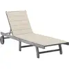 Image de Chaise Longue De Jardin Avec Coussin Gris Bois D'acacia Solide Vidaxl