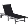 Image de Chaise Longue De Jardin Avec Coussin Gris Bois D'acacia Solide Vidaxl