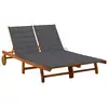 Image de Chaise Longue De Jardin 2 Places Avec Coussins Acacia Solide Vidaxl