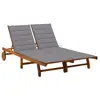 Image de Chaise Longue De Jardin 2 Places Avec Coussins Acacia Solide Vidaxl