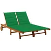 Image de Chaise Longue De Jardin 2 Places Avec Coussins Acacia Solide Vidaxl