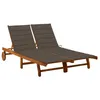 Image de Chaise Longue De Jardin 2 Places Avec Coussins Acacia Solide Vidaxl