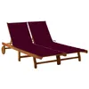 Image de vidaXL Chaise longue de jardin 2 places avec coussins Acacia solide