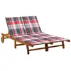 Image de Chaise Longue De Jardin 2 Places Avec Coussins Acacia Solide Vidaxl