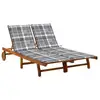 Image de Chaise Longue De Jardin 2 Places Avec Coussins Acacia Solide Vidaxl