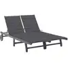 Image de Chaise Longue De Jardin 2 Places Avec Coussin Gris Acacia Vidaxl