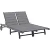 Image de Chaise Longue De Jardin 2 Places Avec Coussin Gris Acacia Vidaxl