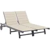 Image de Chaise Longue De Jardin 2 Places Avec Coussin Gris Acacia Vidaxl