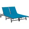 Image de Chaise Longue De Jardin 2 Places Avec Coussin Gris Acacia Vidaxl