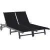 Image de Chaise Longue De Jardin 2 Places Avec Coussin Gris Acacia Vidaxl