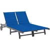 Image de Chaise Longue De Jardin 2 Places Avec Coussin Gris Acacia Vidaxl