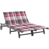 Image de Chaise Longue De Jardin 2 Places Avec Coussin Gris Acacia Vidaxl