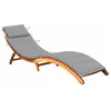 Image de Chaise longue - vidaXL - Bois dacacia massif - Pliable - Confortable - Avec coussin gris