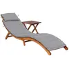 Image de Chaise Longue De Jardin Avec Table Et Coussin Bois D'acacia Vidaxl