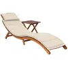 Image de Chaise Longue De Jardin Avec Table Et Coussin Bois D'acacia Vidaxl