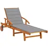 Image de Chaise Longue De Jardin Avec Coussin Bois D'acacia Solide Vidaxl