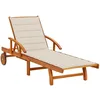 Image de Chaise Longue De Jardin Avec Coussin Bois D'acacia Solide Vidaxl