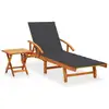 Image de Chaise Longue De Jardin Avec Table Et Coussin Bois D'acacia Vidaxl