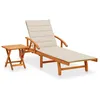 Image de vidaXL Chaise longue de jardin avec table et coussin Bois dacacia 3061620