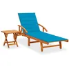 Image de Chaise Longue De Jardin Avec Table Et Coussin Bois D'acacia Vidaxl