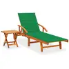 Image de Chaise Longue De Jardin Avec Table Et Coussin Bois D'acacia Vidaxl