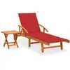 Image de Chaise Longue De Jardin Avec Table Et Coussin Bois D'acacia Vidaxl