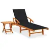 Image de Chaise Longue De Jardin Avec Table Et Coussin Bois D'acacia Vidaxl