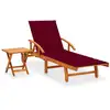 Image de Chaise Longue De Jardin Avec Table Et Coussin Bois D'acacia Vidaxl