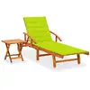 Image de Chaise Longue De Jardin Avec Table Et Coussin Bois D'acacia Vidaxl