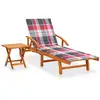 Image de Chaise Longue De Jardin Avec Table Et Coussin Bois D'acacia Vidaxl