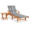 Image de Chaise Longue De Jardin Avec Table Et Coussin Bois D'acacia Vidaxl