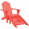 Image de Chaise De Jardin Adirondack Avec Pouf Bois De Sapin Rouge Vidaxl