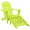 Image de Chaise De Jardin Adirondack Avec Pouf Bois De Sapin Solide Vert Vidaxl