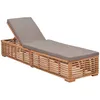 Image de Chaise Longue Avec Coussin Gris Foncé Bois De Teck Solide Vidaxl