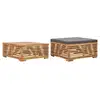 Image de Table Et Repose-pied De Jardin Coussin Gris Foncé Bois De Teck Vidaxl