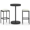 Image de Ensemble De Bar De Jardin 3 Pcs Et Coussins Résine Tressée Noir Vidaxl