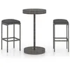 Image de Ensemble De Bar De Jardin 3 Pcs Et Coussins Résine Tressée Gris Vidaxl